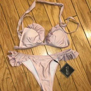 Zaful Pink Ruffle Bikini